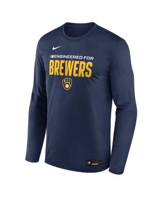 Men's Navy Milwaukee Brewers Authentic Collection Legend Dri-FIT Long Sleeve T-Shirt