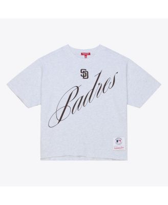 Women's Heather Gray San Diego Padres Script Cropped Boxy T-Shirt