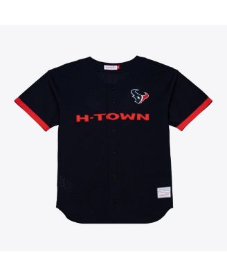 Men's Navy Houston Texans Head Coach Mesh Full-Button Fashion Jersey