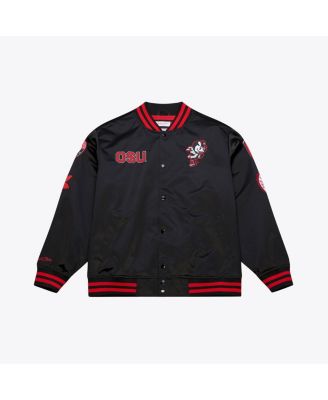 Mitchell Ness Men's Black Ohio State Buckeyes Double Clutch Lightweight Satin Full-Snap Jacket