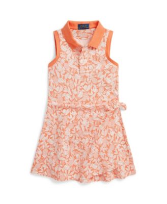 Girls' 2T-6X Pineapple Faux-Wrap Mesh Polo Dress