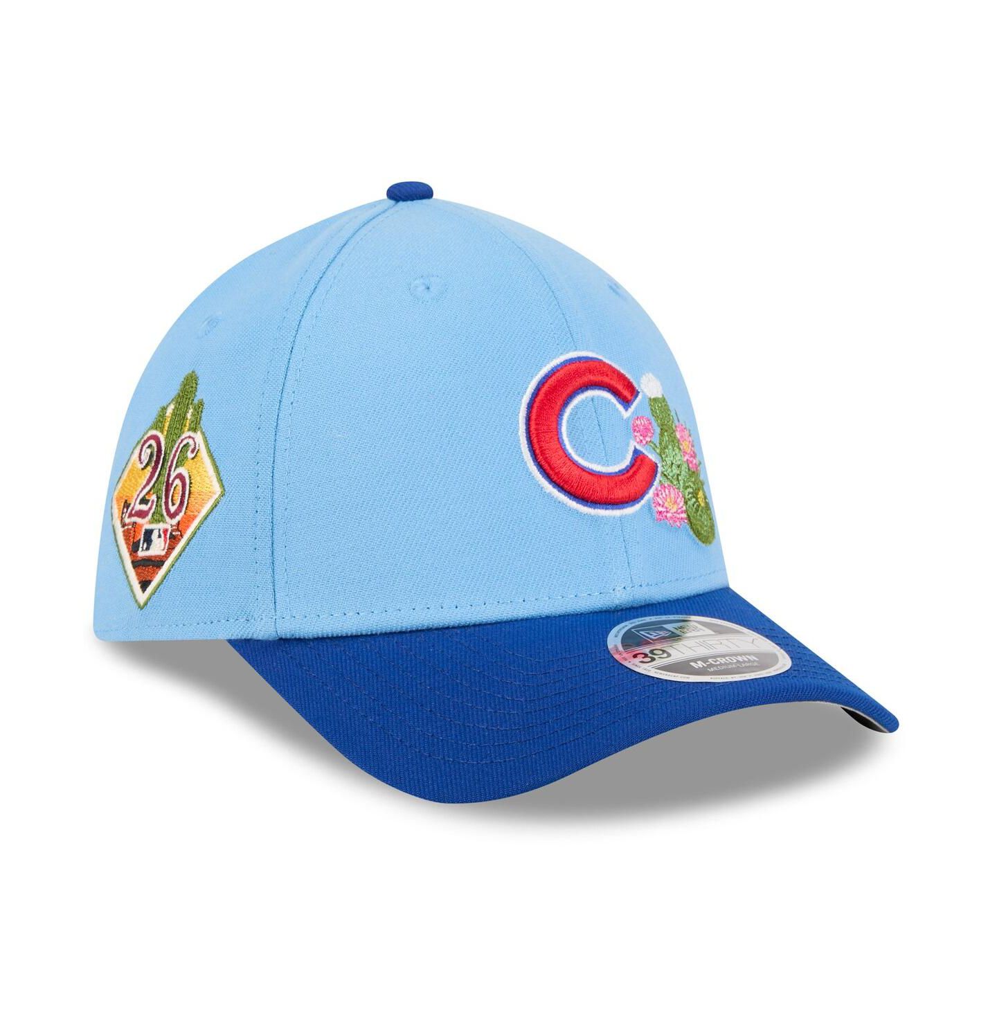 Мужская кепка New Era Light Blue/Royal Chicago Cubs 2026 Spring Training M-Crown 39THIRTY Flex Hat — фото 1