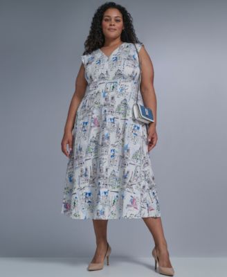 Plus Size Sleeveless V-Neck Midi Dress