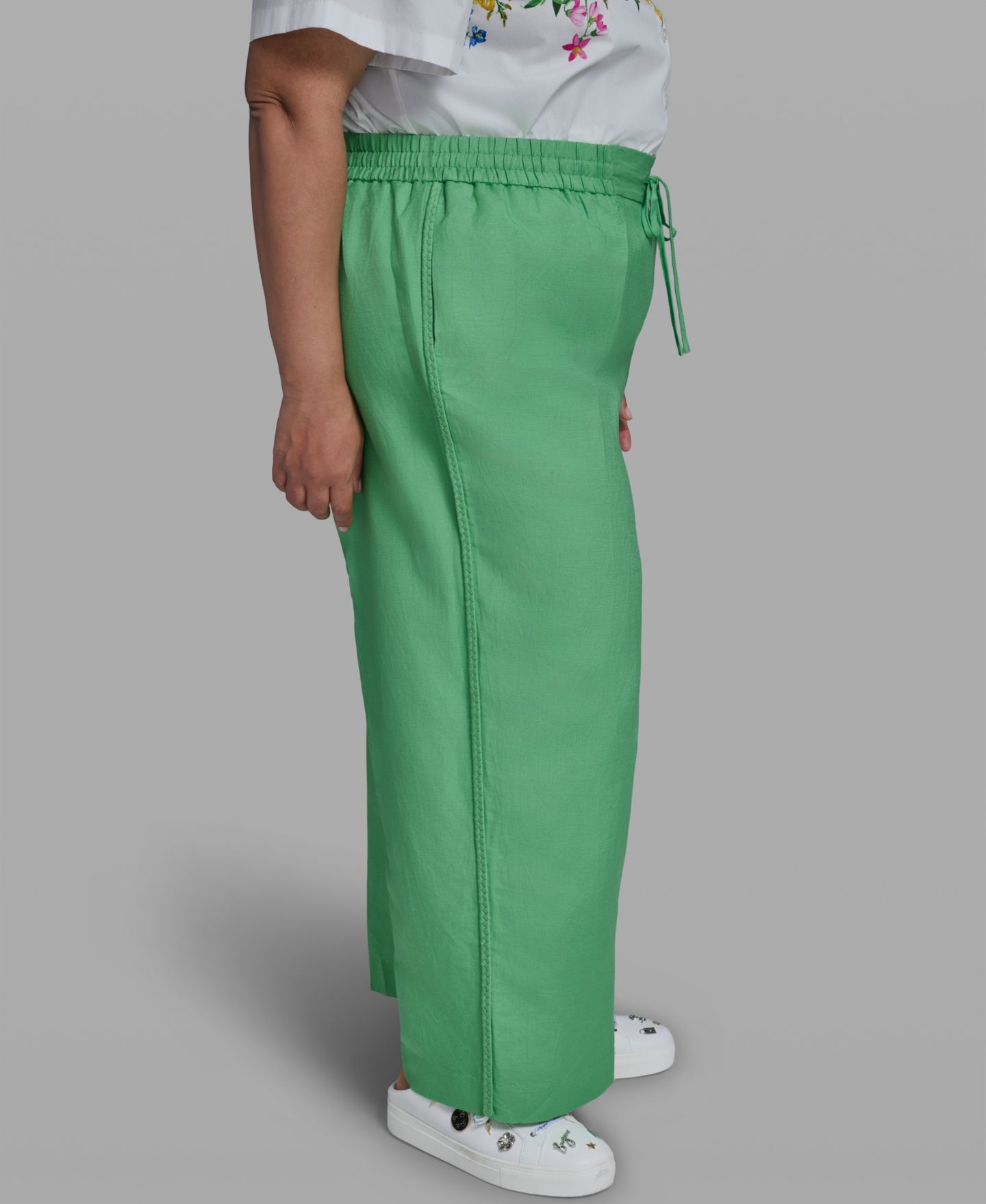 Женские брюки KARL LAGERFELD PARIS Plus Size Mid-Rise Pull-On, цвет: Зелёный — фото 3