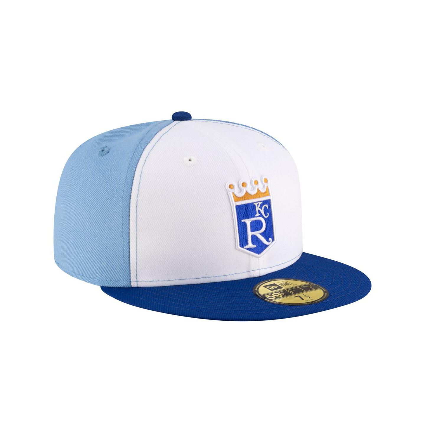 Мужская кепка New Era White/Light Blue Kansas City Royals Authentic Collection On-Field 59FIFTY Fitted Hat — фото 3