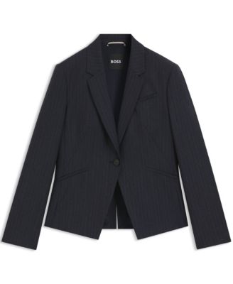 BOSS by Women's Striped Virgin Wool Slim-Fit Blazer