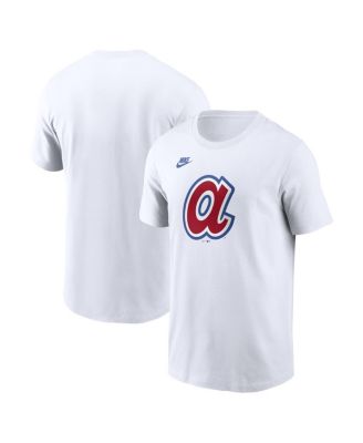 Men's White Atlanta Braves Cooperstown Collection Logo T-Shirt