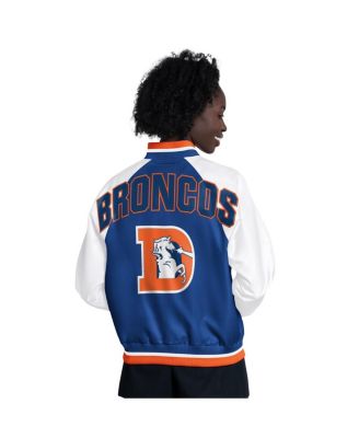 Women's Blue/White Denver Broncos Raglan Blitz Full-Snap Varsity Jacket