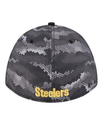 Men's Black Pittsburgh Steelers Camo A-Frame 39THIRTY Flex Hat