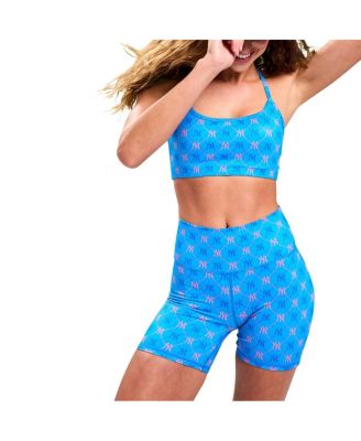 Women's Blue New York Yankees TLC Printed Y-Back Sports Bra