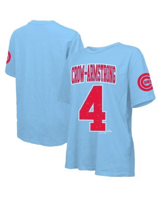 Women's Pete Crow-Armstrong Light Blue Chicago Cubs Oversized Name & Number T-Shirt