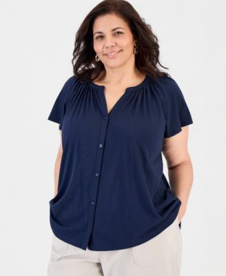 Plus Size Flutter-Sleeve Top
