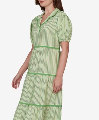 Petite Textured Stripe Tiered Maxi Dress