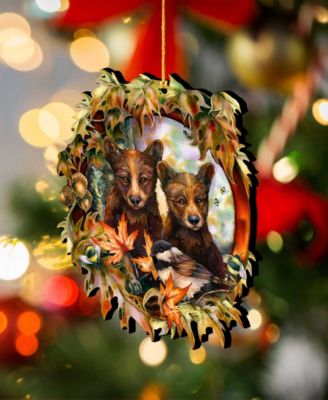 Simple Joys Black Bear Cubs Bees Holiday Ornaments, Set of 2
