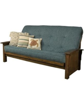 Washington Frame-Rustic Walnut Finish-Linen Aqua Mattress