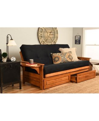 Phoenix Frame-Barbados Finish-Suede Black Mattress-Storage Drawers