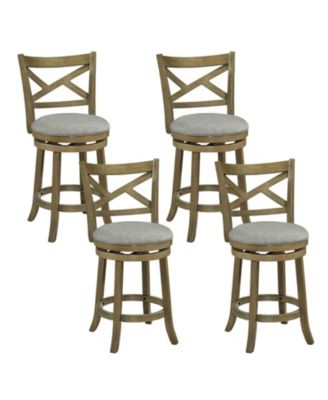 Swivel Bar Stools Set of 4 Counter Height Chairs with Hollow Back Soft-padded Seat