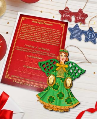 Irish Angel Holiday Ornaments, Set of 2