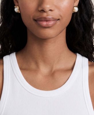 Square Freshwater Pearl Stud Earrings