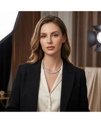 Radiant Sterling Silver 6MM Cubic Zirconia Tennis Necklace