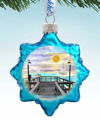 Boats at Pier Mercury Holiday Ornament