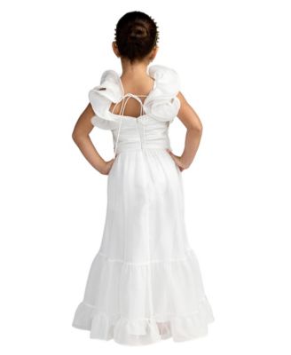 Big Girls Chiffon Ruffle Shoulder Dress