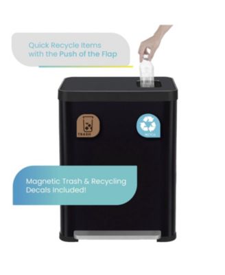 19 Gallon Stainless Steel Dual Trash and Recycling Can with CleanAura Odor Control and Soft Close Lid