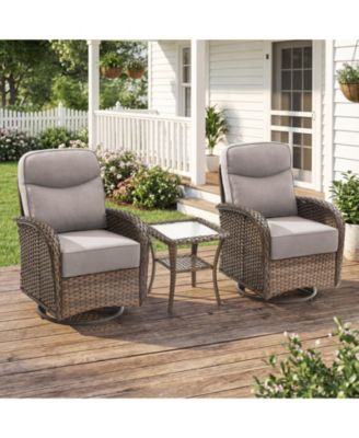 5-Piece Wicker Patio Conversation Set with 6-inch Olefin Cushions Patio Swivel Chair with Ottoman