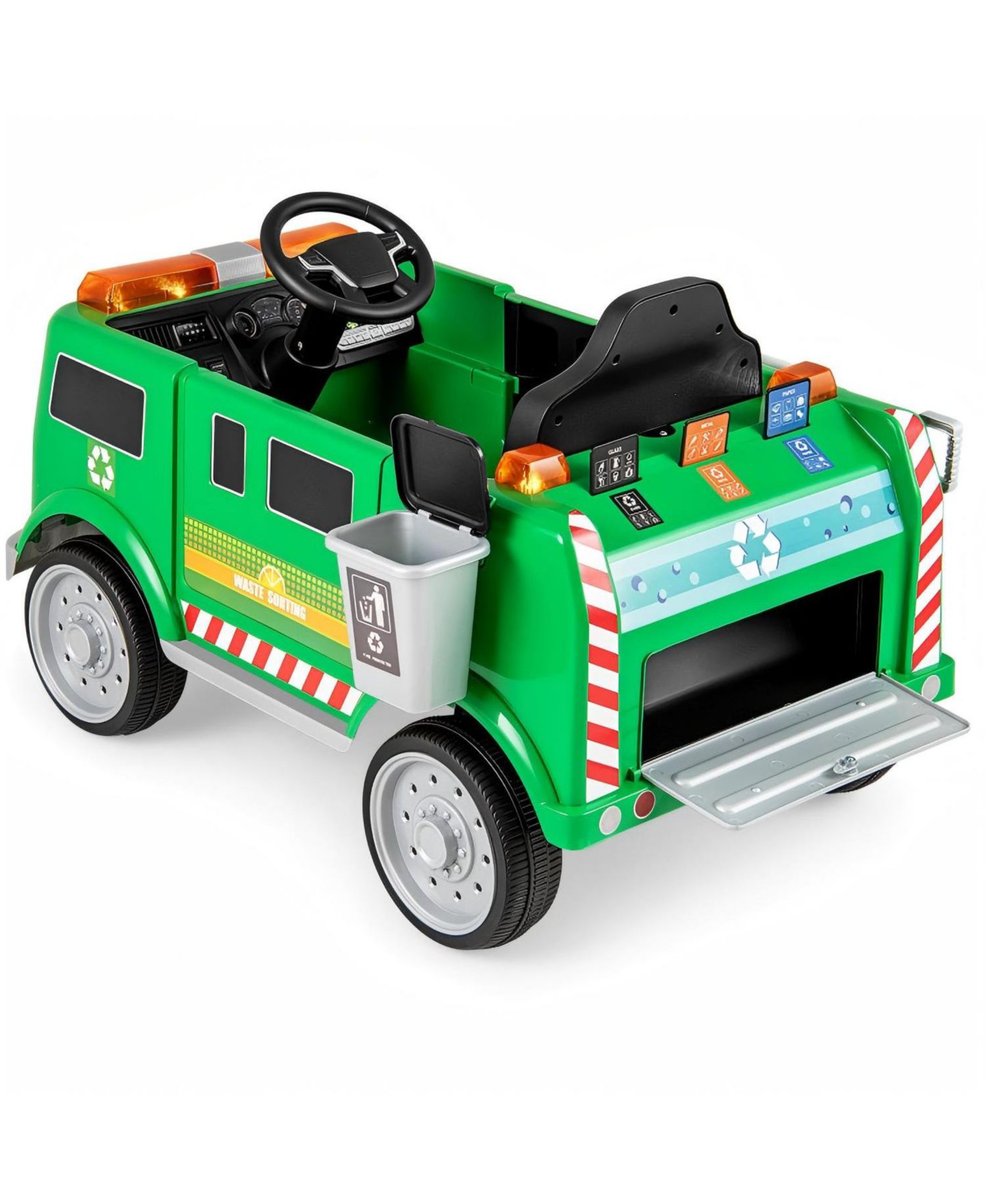 Детская игрушка HONGGE 12V Battery-Powered Electric Vehicle with Remote Control and Trash Bin, цвет: Зелёный — фото 5