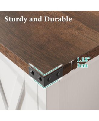 Small Storage Cabinet 2 Piece, Farmhouse Sideboard Buffet with 2 Doors & Adjustable Shelves, Entryway Console Cabinet for Living Room