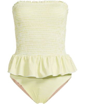 Women's Smocked Bandeau Peplum One Piece Swimsuit