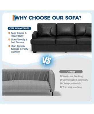 Modern 86" Sofa with 2 Throw Pillows, Deep Seat Couch with Upholstered Cushion & Removable Cover,Comfy