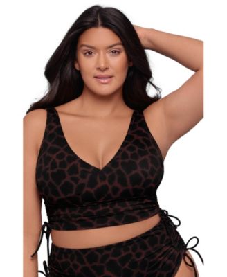 Women's S3 Supportive Cinched Adjustable Midkini Swimsuit Top - Indigo