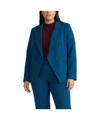 Plus Size Double Breasted Ponte Blazer