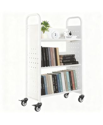 3-Tier Rolling Book Cart, 330 lbs Capacity, Silent Casters, Easy Assembly