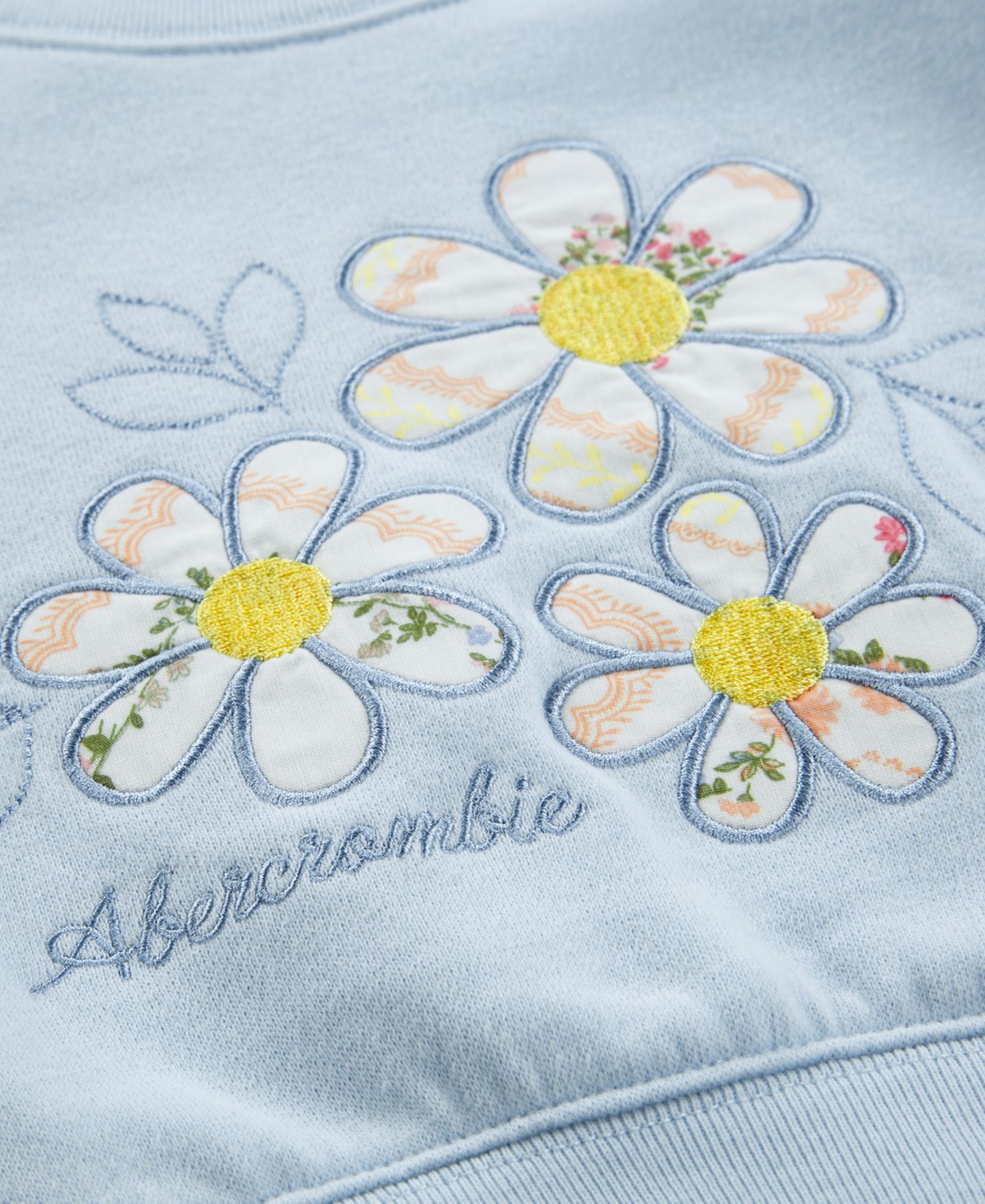 Детский комплект abercrombie kids: флисовый свитшот с цветком и юбка-шорты, 2T-5T, цвет: Синий / Кремовый — фото 3
