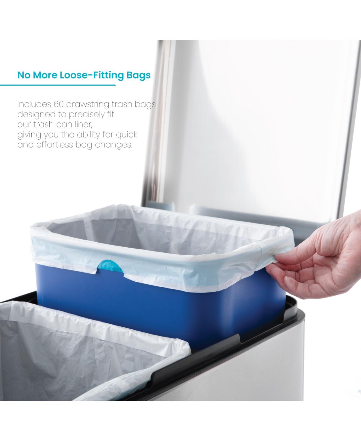 Home Zone Living Code 20R Drawstring Kitchen Trash Bags Custom Fit for 5 Gallon Recycling Bins, 60-Count