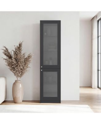 Milo Modern Storage Cabinet with 5 Shelves and Glass Front, Minimalist Design