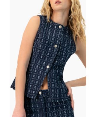 Women's Denim Vest with Front Buttons