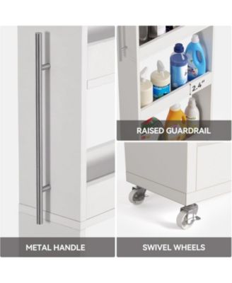 5-Tier Tall Narrow Storage Cart on Wheels, 63 '' Mobile Shelf Organizer, Rolling Utility Cart for Kitchen, Dining Room, Small Spaces