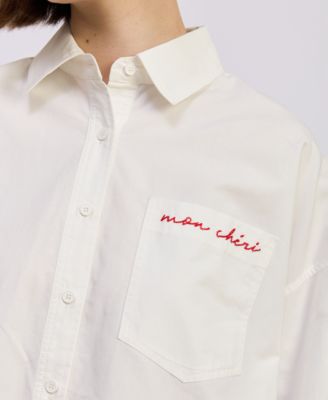 Women's Long-Sleeve Oversized Collared Shirt