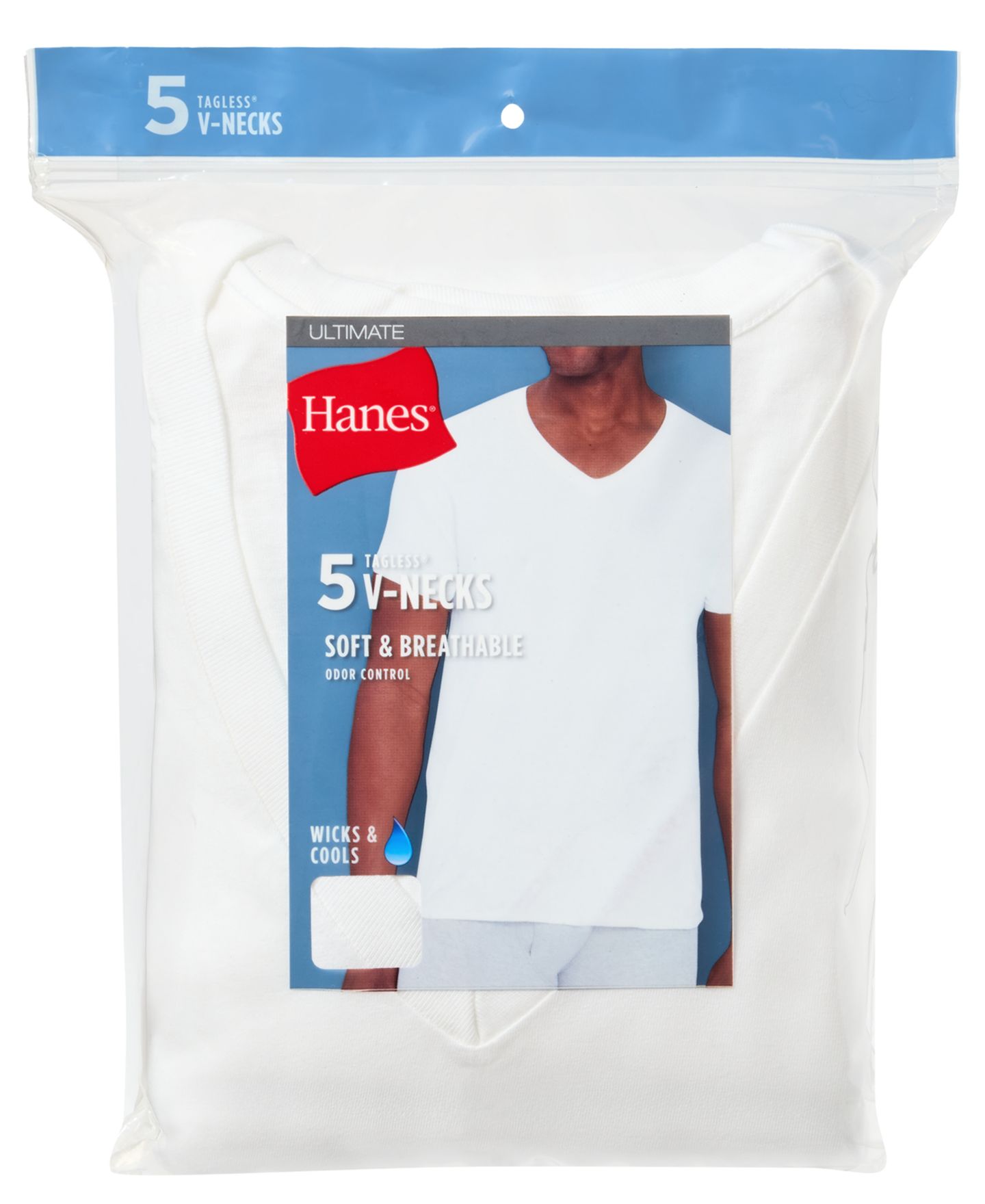 Мужские топы Hanes Ultimate V-Neck Undershirt, 5-Pack, цвет: Разноцветный — фото 8