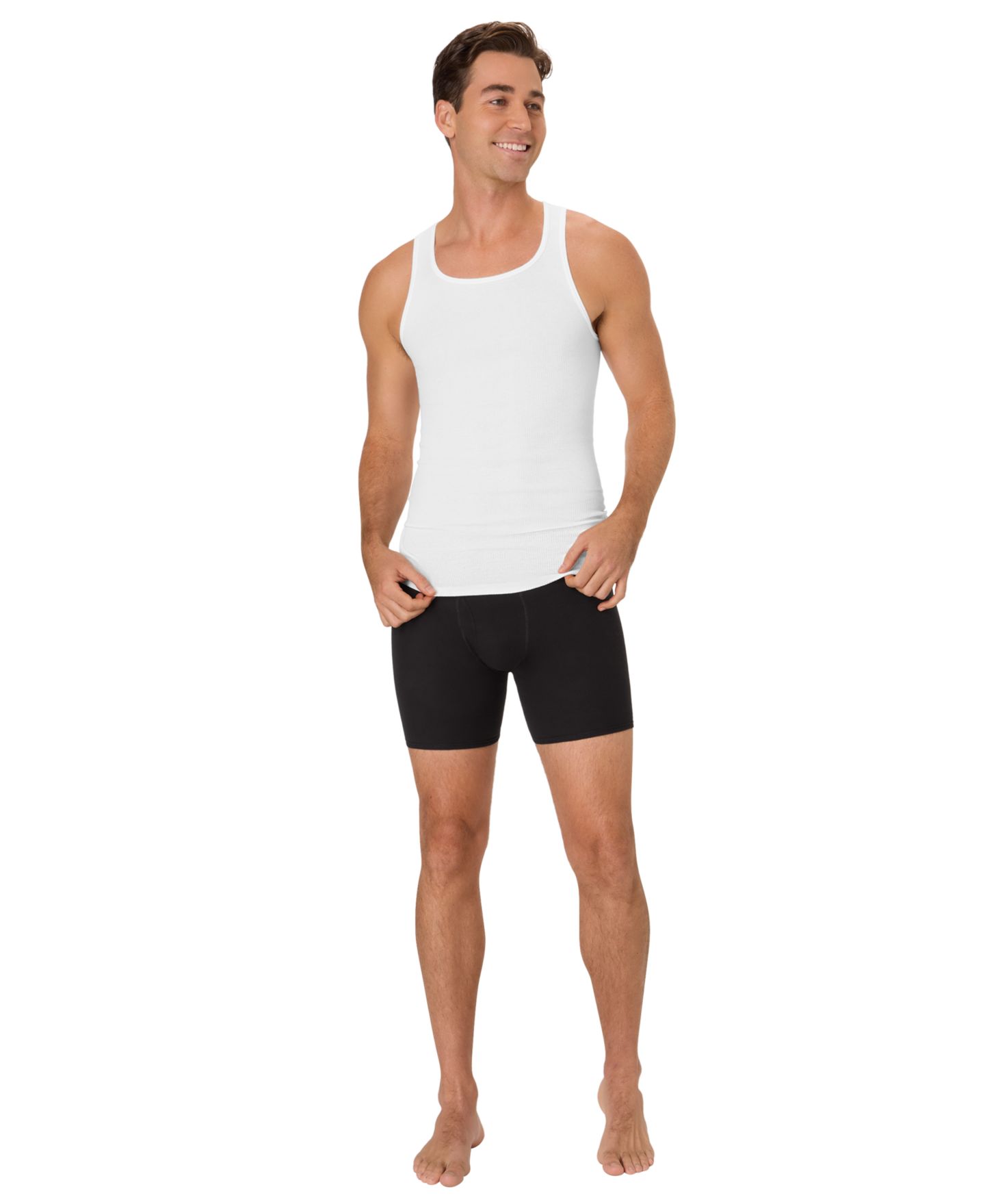 Мужские топы Hanes Ultimate Comfort Fit Tank Undershirt, 6-Pack, цвет: Разноцветный — фото 2