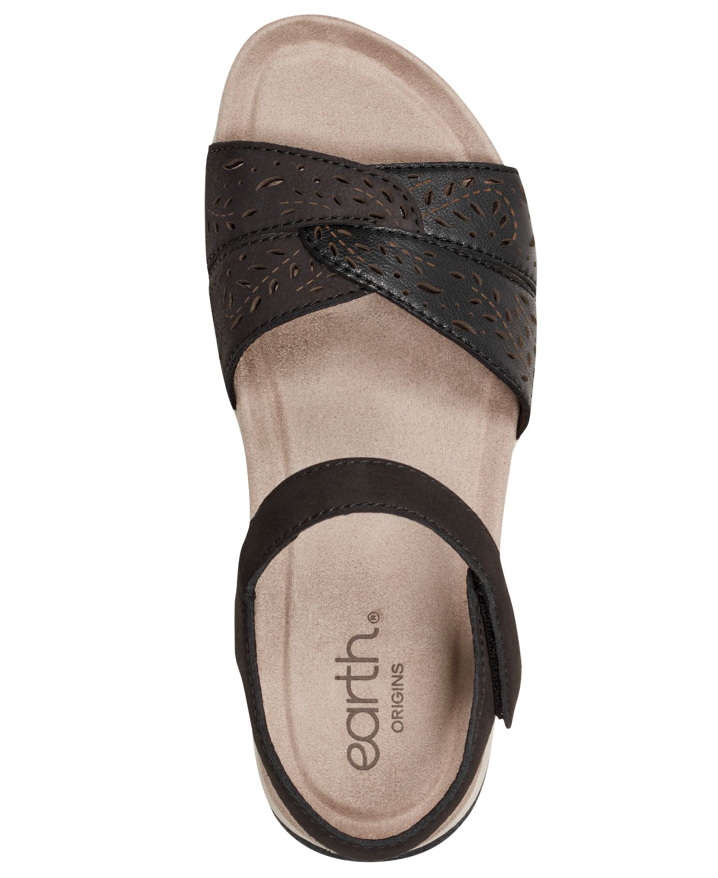 Женские сандалии Earth Sylo Perforated Leather Flat, цвет: Чёрный кожаный — фото 4