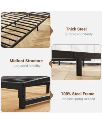 King 6in Metal Platform Bed Frame Steel Slat Support No Box Spring