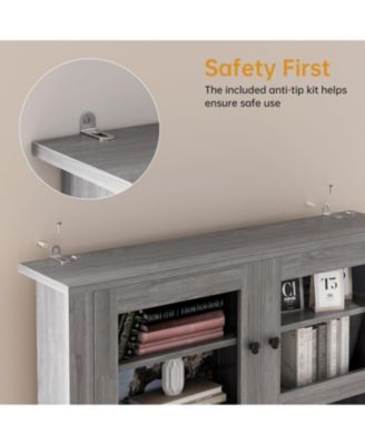 Kitchen Pantry Cabinet with Microwave Stand and Coffee Bar 4 Doors