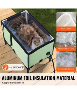 Heated Elevated Cat House with Adjustable Temperature and Timer