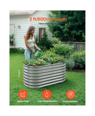 4x2x2 ft Oval Metal Raised Garden Bed Galvanized Steel