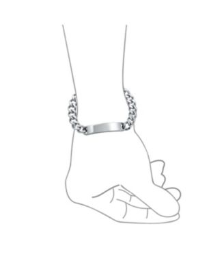 Blank ID Identification Bracelet Stainless Steel Curb Link Chain