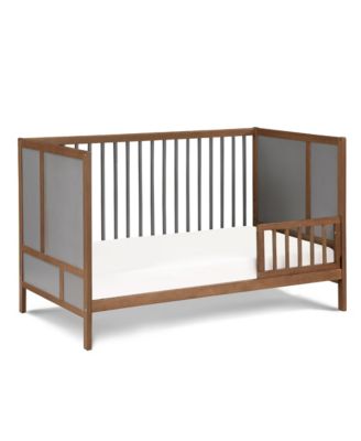  3in1 Convertible Crib - Solid Wood, Geometric Lines, 3 Adjustable Mattress Heights